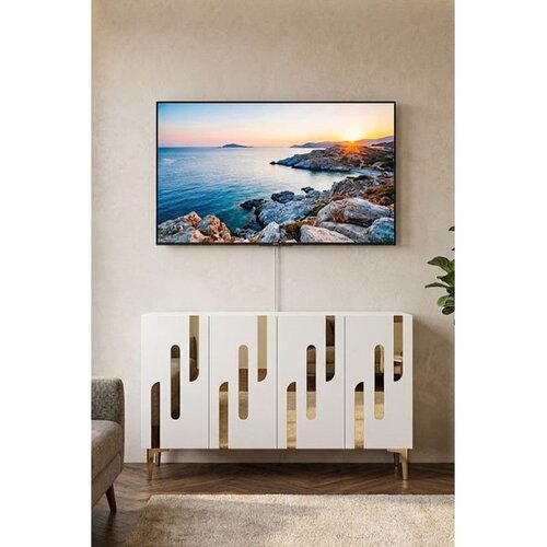 Hanah home komoda Ece 120, 120 cm, bela / zlatna Cene