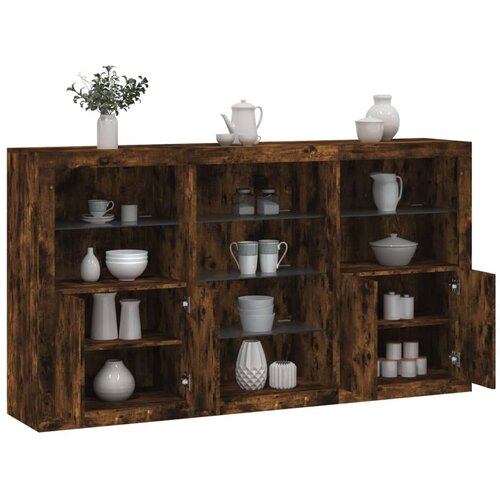 vidaXL Komoda s LED svjetlima boja dimljenog hrasta 181 5x37x100 cm Cene