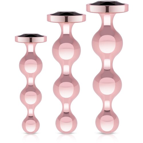 Rosy Gold Metal Butt Plug Set 3 Pieces - Rose Gold Cene