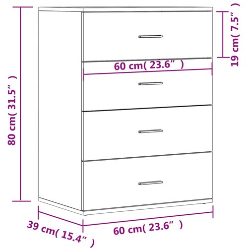  Komoda 2 kom boja dimljenog hrasta 60x39x80cm konstruirano drvo Slike
