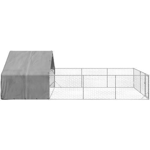 vidaXL Zunanji pasji boks z izpustom 7x3x1,9 m pocinkano jeklo Cene