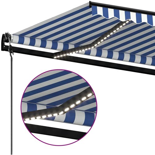  Automatska tenda sa senzorom LED 350x250 cm plavo-bijela Slike