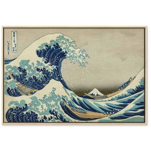  Slika - Hokusai Katsushika &amp;ndash; The Great Wave off Kanagawa 90x60 U prirodnom drvenom okviru Slike