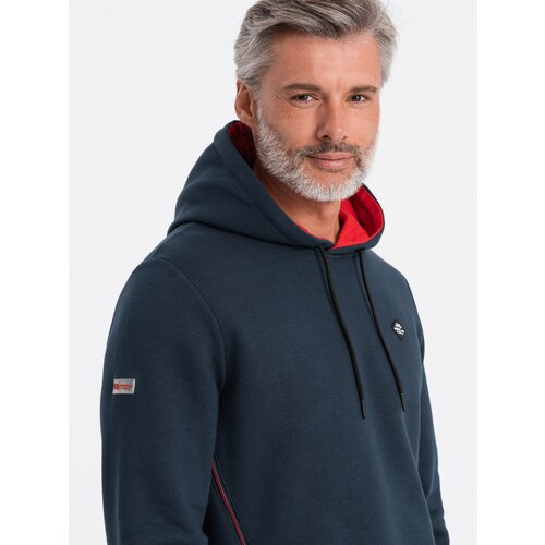 Ombre Men's hoodie with zippered pocket - navy blue Slike