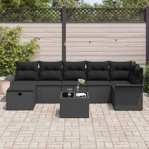  Sjedeća garnitura za vrt 8 kom. Crna poliratan 297.5 x 132.5 x 85 cm Slike