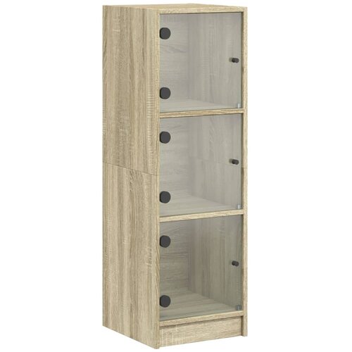 Maison Chic Visoka omara - Komoda - Predalnik s steklenimi vrati sonoma hrast 35x37x109 cm, (21721961) Slike