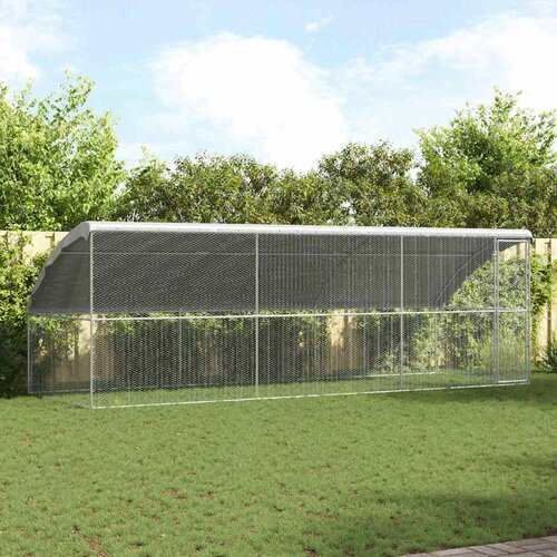 vidaXL Kletka za pi&scaron;čance srebrna 600 x 200 x 198.5 cm Cinkana jeklena Cene