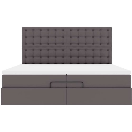 vidaXL Otomanski posteljni okvir z vzmetnicami siv 200x200cm um. usnje, (21611363) Cene