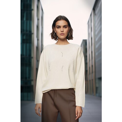 Trendyol Stone Accessory Detail Thessaloniki/Knitwear Look Regular/Normal Knitted Sweatshirt Slike
