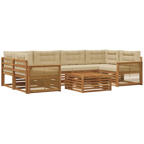 vidaXL Zunanja garnitura za sedenje z blazino 7 pcs Naravna in bež, (5000282310) Cene