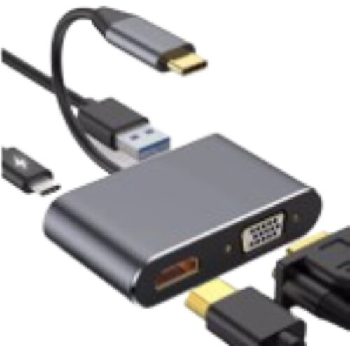 Stars Solutions Adapter USB-C na HDMI/VGA/USB/PD sivi Slike