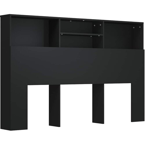  Uzglavlje s ormarićem crno 160 x 19 x 103,5 cm Slike