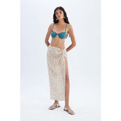 Defacto Fall in Love Patterned Slit Beach Skirt Slike