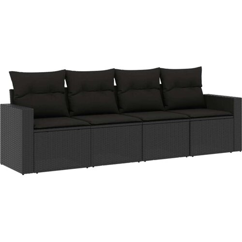 VidaXL 4-dijelni set vrtnih sofa od poliratana s jastucima crni Slike