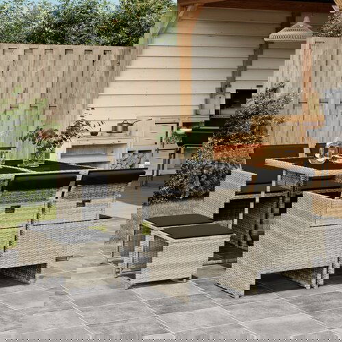  The Living Store Vrtna jedilna garnitura 9-delna z blazinami sv. siv poli ratan - Vrtna Jedilna Garnitura, (21465736) Cene