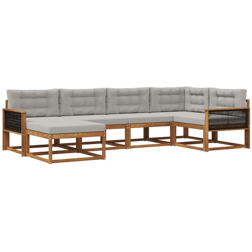 vidaXL Zunanja garnitura za sedenje 6 pcs Naravna in svetlo siva, (5000279580) Cene