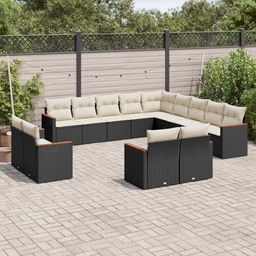 vidaXL 13-dijelni set vrtnih sofa s jastucima poliratan crni Cijene