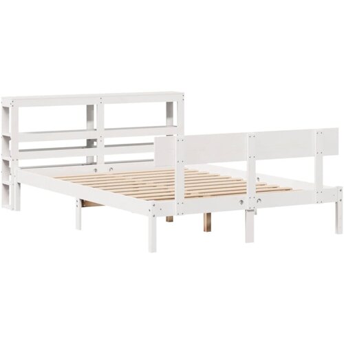 vidaXL Posteljni okvir z vzglavjem bel 120x200 cm trdna borovina, (21292573) Cene