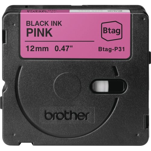 Brother BTAG-P31 trak za izdelavo nalepk Črna na roza Slike