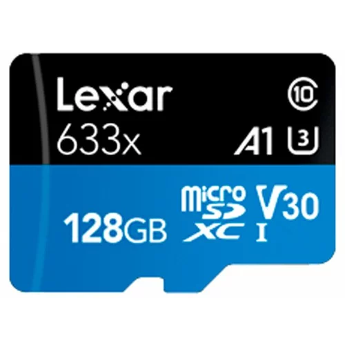 Lexar SD micro 128GB SDHC 633x UHS-I, 100MB/s read 45MB/s write C10 A1 V30 U3