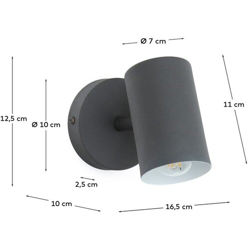 Kave Home Crna metalna zidna lampa Manie &amp;ndash; Slike
