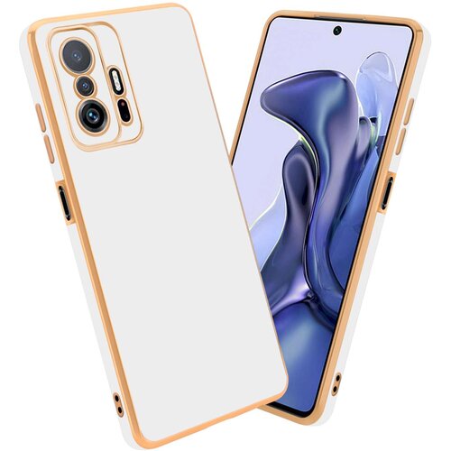 Cadorabo Ohišje, združljivo z Xiaomi 11T / 11T PRO in bleščeča bela - zlata - Zaščitni ovitek iz prožnega silikona TPU in z zaščito kamere, (20859861) Cene