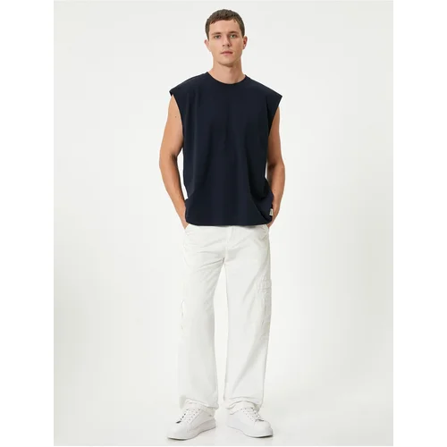 Koton Basic Sleeveless T-Shirt Crew Neck Label Detail