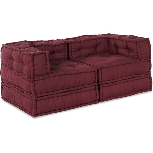 vidaXL Modularna Poufa 2 kosa Bordo Tkanina, (22045965) Cene