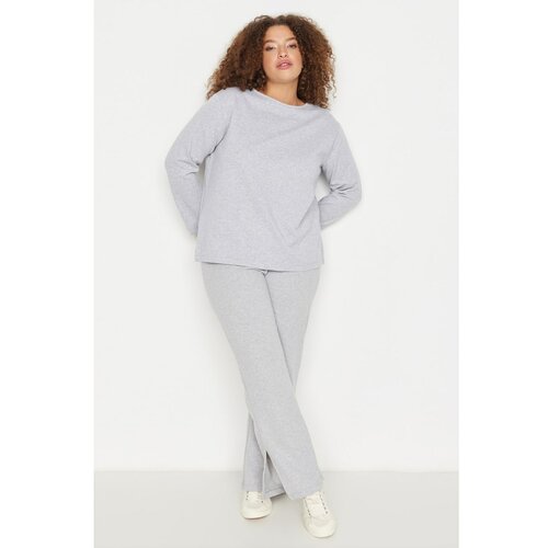 Trendyol Curve Gray Knitted Pajamas Set Slike