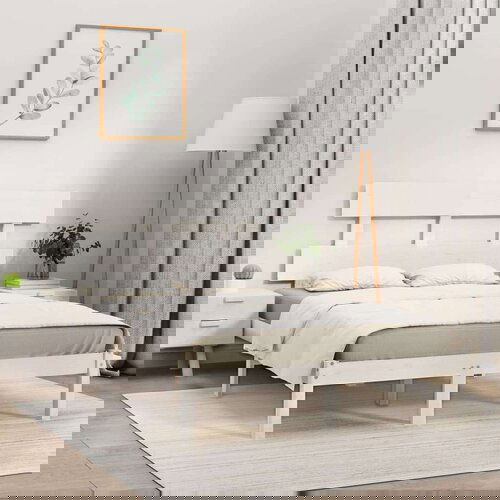 Posteljni okvir bel iz trdnega lesa 200x200 cm, (20708153) Slike