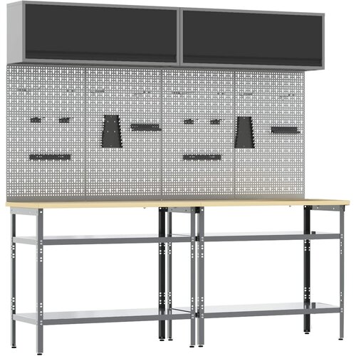  Set radnog stola 8 pcs Crna i Siva Čelik s prahom premazan Cijene