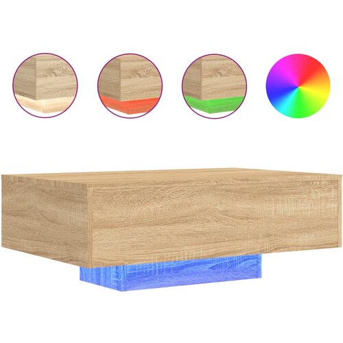 Maison Chic Klubska mizica - kavna mizica - Nizka mizica z LED lučmi sonoma hrast 85x55x31 cm, (21752269) Cene