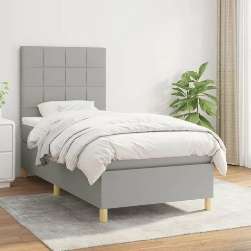  Box spring postelja z vzmetnico svetlo siva 90x200 cm blago, (20790217)