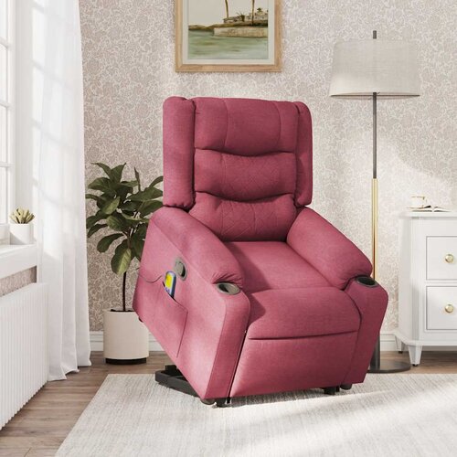 Maison Chic masažni naslanjač - Relax naslanjač s funkcijo vstajanja vinsko rdeče blago, (22062220) Cene