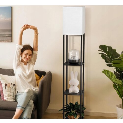  podna lampa sa policama 1xE27/40W/230V crna/bela Slike