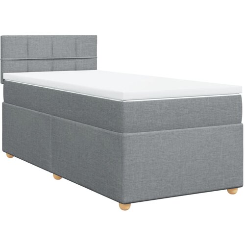 vidaXL Box spring postelja z vzmetnico svetlo siva 90x200 cm blago, (21291813) Cene