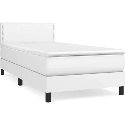 vidaXL Box spring postelja z vzmetnico bela 90x200 cm umetno usnje, (20725186)