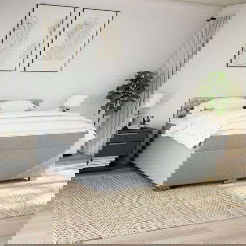 vidaXL Box spring postelja z vzmetnico svetlo siva 200x200 cm blago Cene