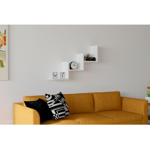 Woody Fashion Mist White Wall Shelf Cene