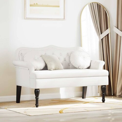  Chesterfield klupa Bijelo 120.5 x 65 x 75 cm Lažna koža Cijene