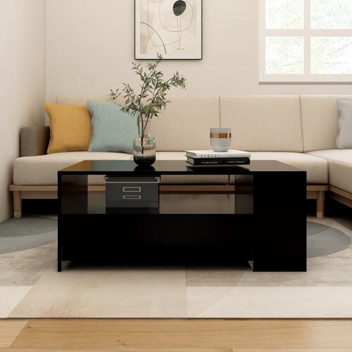 vidaXL Klubska mizica črna 102x55x42 cm konstruiran les Cene