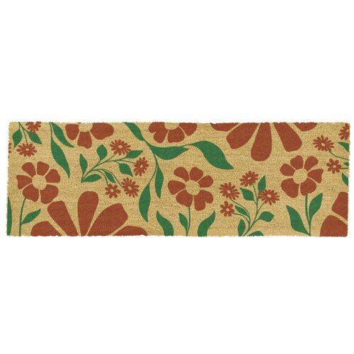 Artsy Doormats Predpražnik iz kokosovih vlaken 40x120 cm Red &amp;amp; Green Floral &amp;ndash; Slike