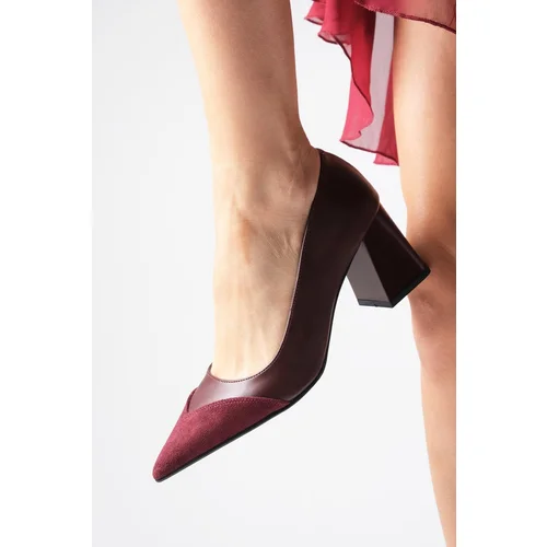 Mio Gusto Whitney Burgundy Color Block Heeled Women's Heeled Shoes