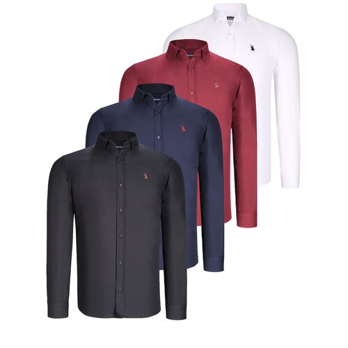 Dewberry QUAD SET G725 MEN'S SHIRTS-BLACK-WHITE-LACQUERED-BURGUNDY Cijene