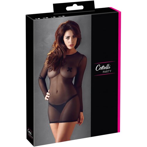 Cottelli - Prozirna haljina dugih rukava (crna) - XL Cene