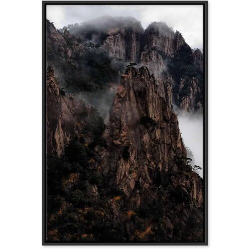  Slika - Heart of Mountain Landscape (1-part) - Clouds Amid Rocks 60x90 U crnom drvenom okviru Slike