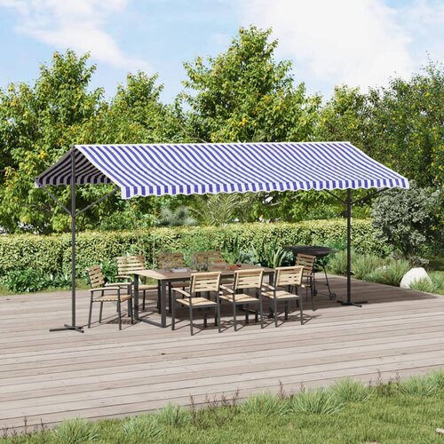  Samostojeća tenda plavo-bijela 500 x 300 cm od tkanine i čelika Cijene