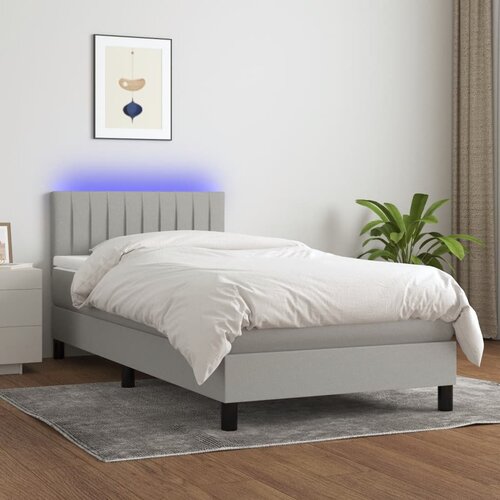 The Living Store Box spring postelja z vzmetnico LED sv. siva 100x200 cm blago - Box Spring Postelja, (21518111) Slike