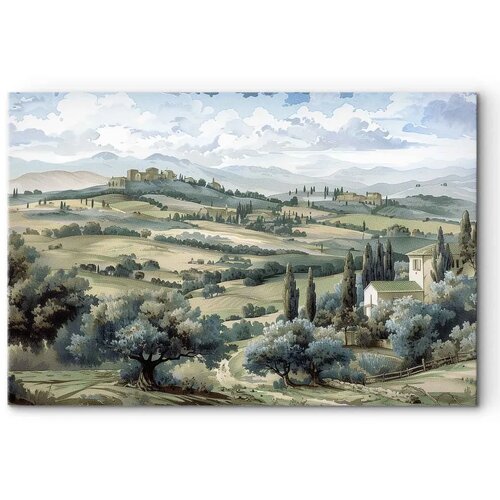  Slika - Landscape with Green Fields and Trees Tuscan Sunny View 60x40 Standard Slike