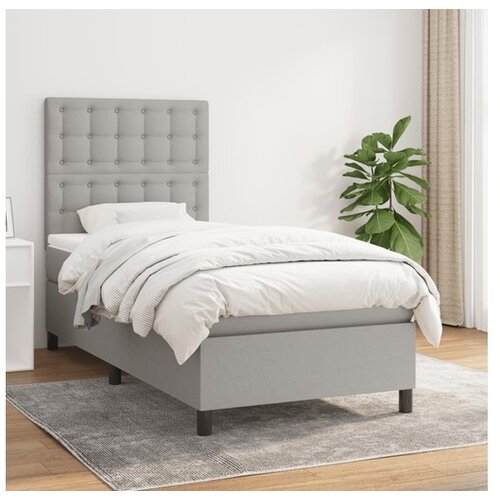  Box spring postelja z vzmetnico svetlo siv 100x200 cm blago Cene